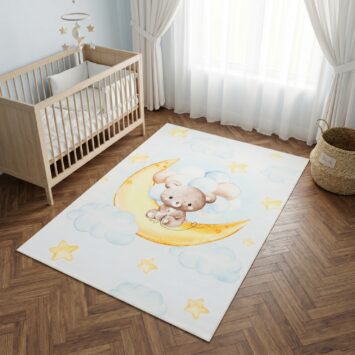 Tapis Kids Enfant Multicolore Ours Lune Antidérapant