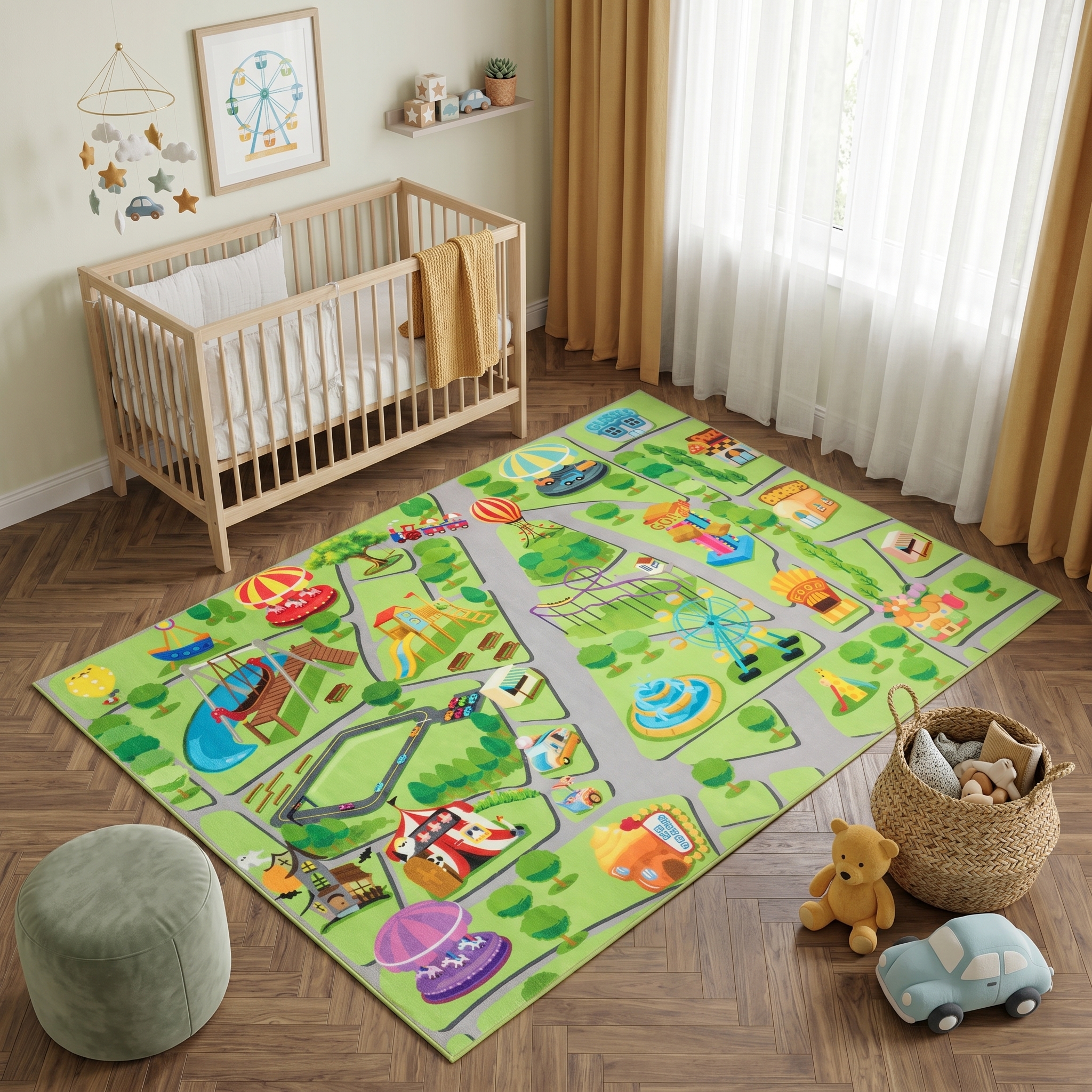 Tapis Kids Enfant Multicolore Fête Foraine Antidérapant