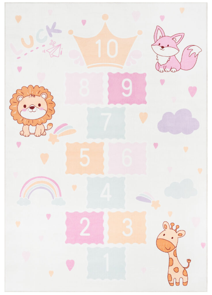 Tapis Kids Enfant Multicolore Jeu de Marelle Antidérapant