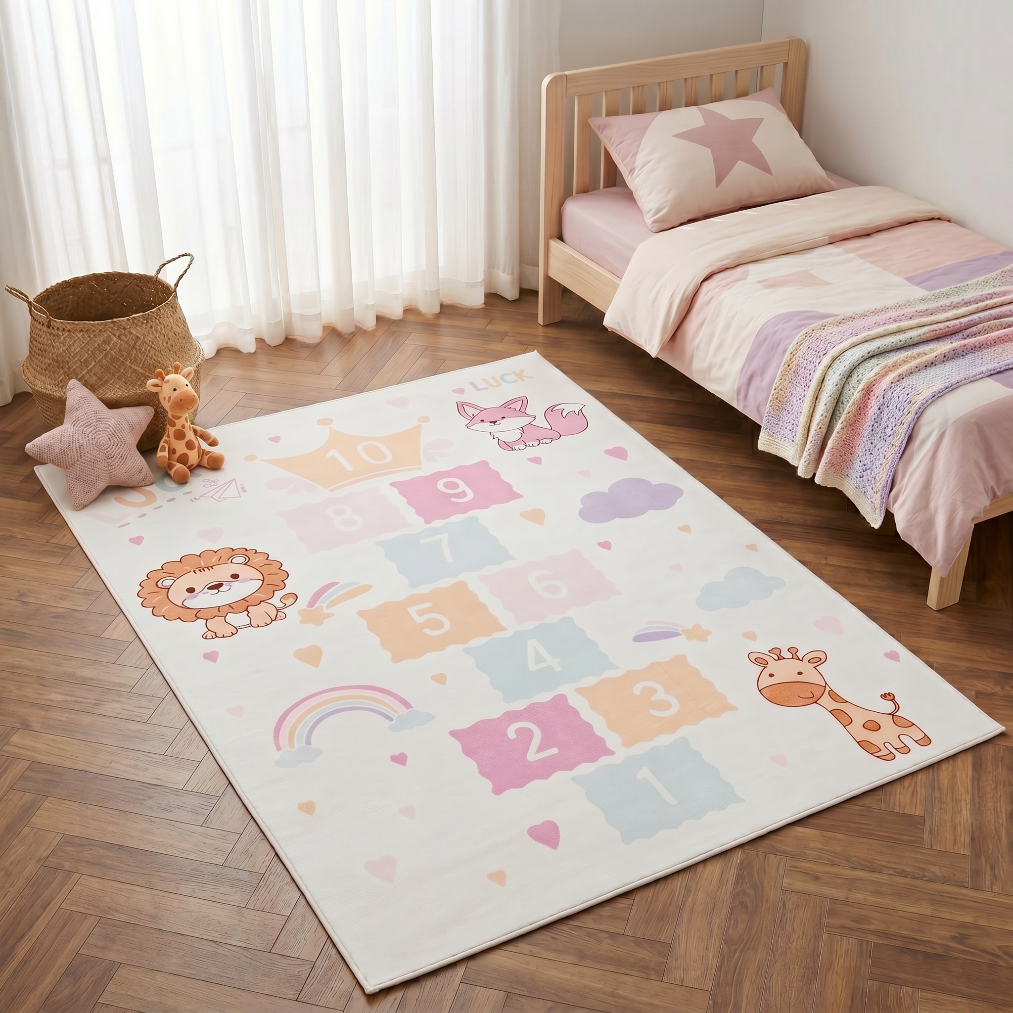 Tapis Kids Enfant Multicolore Jeu de Marelle Antidérapant