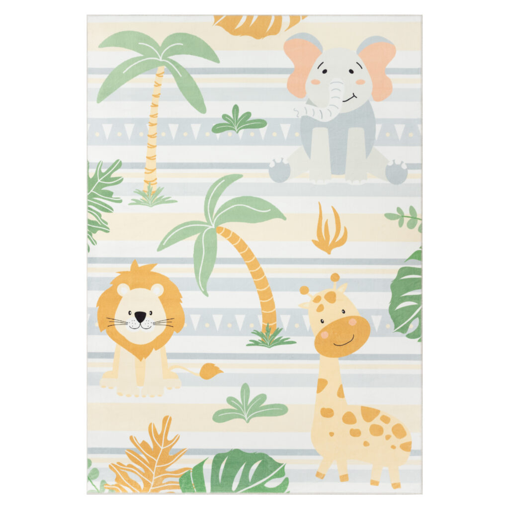 Tapis Kids Enfant Multicolore Animaux Safari Antidérapant