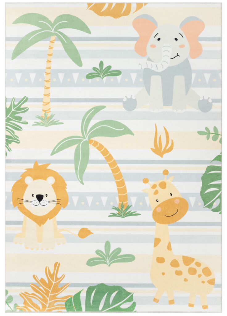 Tapis Kids Enfant Multicolore Animaux Safari Antidérapant