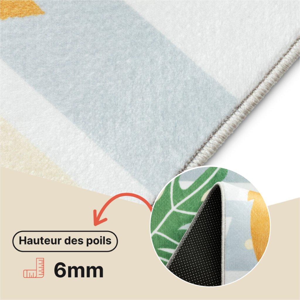 Tapis Kids Enfant Multicolore Animaux Safari Antidérapant