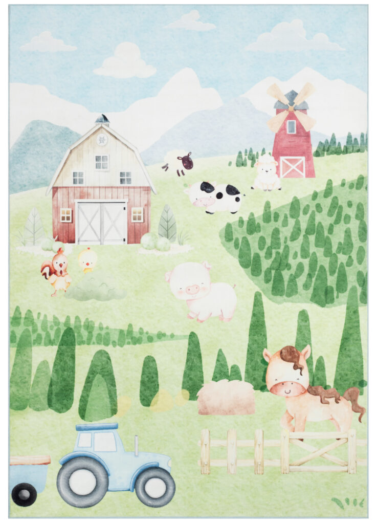 Tapis Kids Enfant Multicolore Ferme Joyeuse Antidérapant