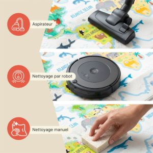 Tapis Kids Enfant Multicolore Carte du Monde Animaux Antidérapant