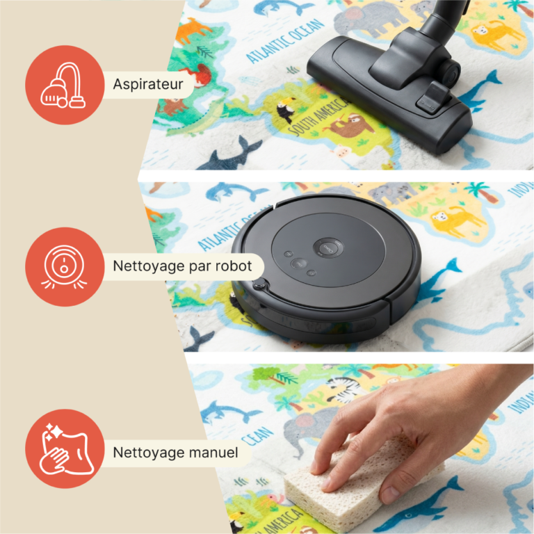 Tapis Kids Enfant Multicolore Carte du Monde Animaux Antidérapant