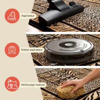 Tapis Atlas Noir Marron Motif Animalier Safari