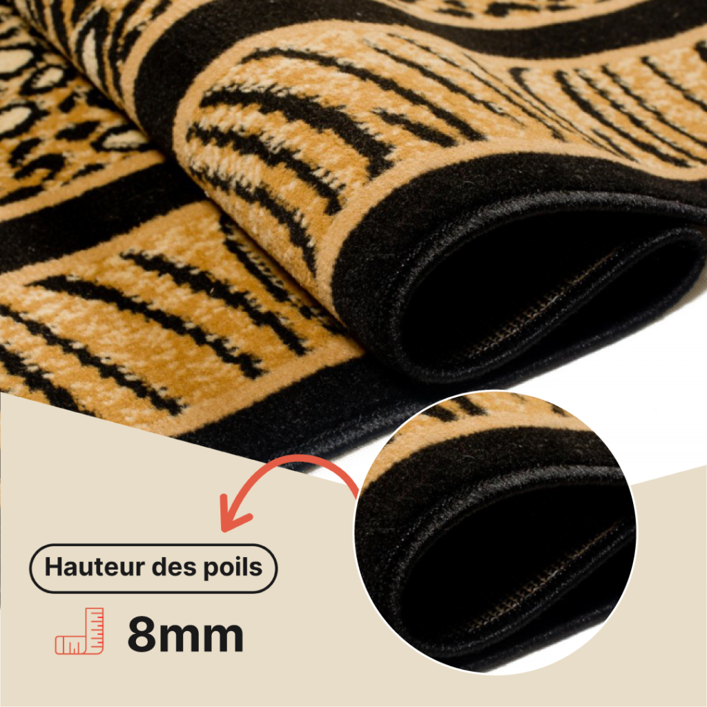 Tapis Atlas Noir Marron Motif Animalier Safari
