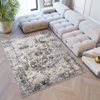 Tapis Valley Gris Foncé Floral Rosace