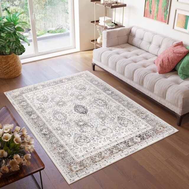 Tapis Valley Gris Cuivre Ornamental Vintage