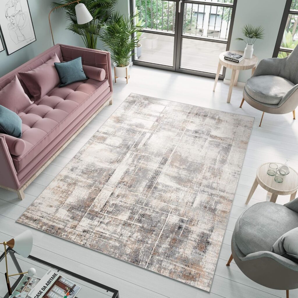 Tapis Valley Gris Roux Moderne Rayures