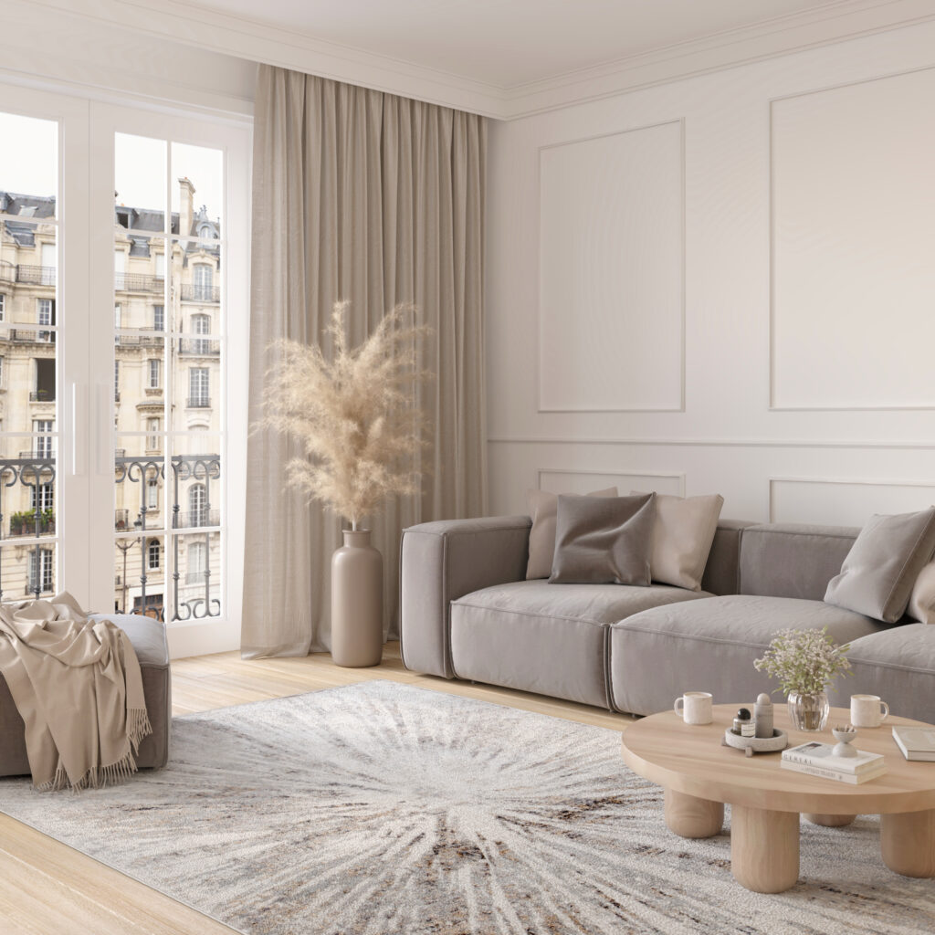 Tapis Valley Gris Beige Abstrait Verre