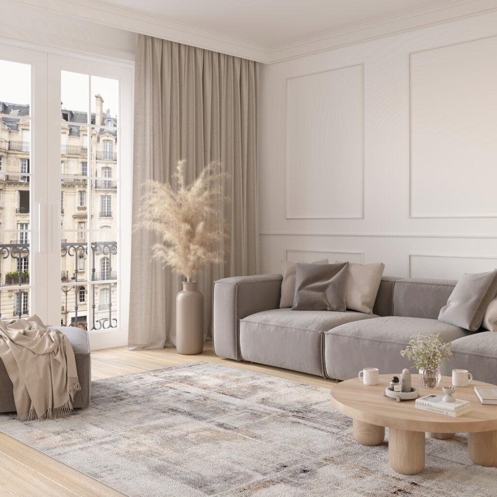 Tapis Valley Gris Roux Moderne Rayures