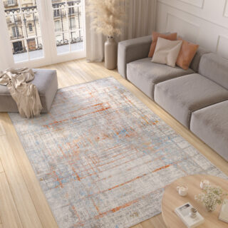 Tapis Valley Gris Saumon Abstrait Lignes