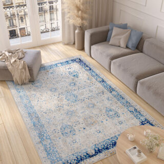 Tapis Valley Gris Bleu Ornamental Vintage