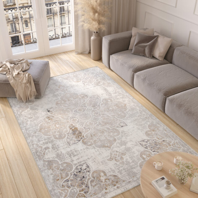 Tapis Valley Gris Beige Vintage Floral