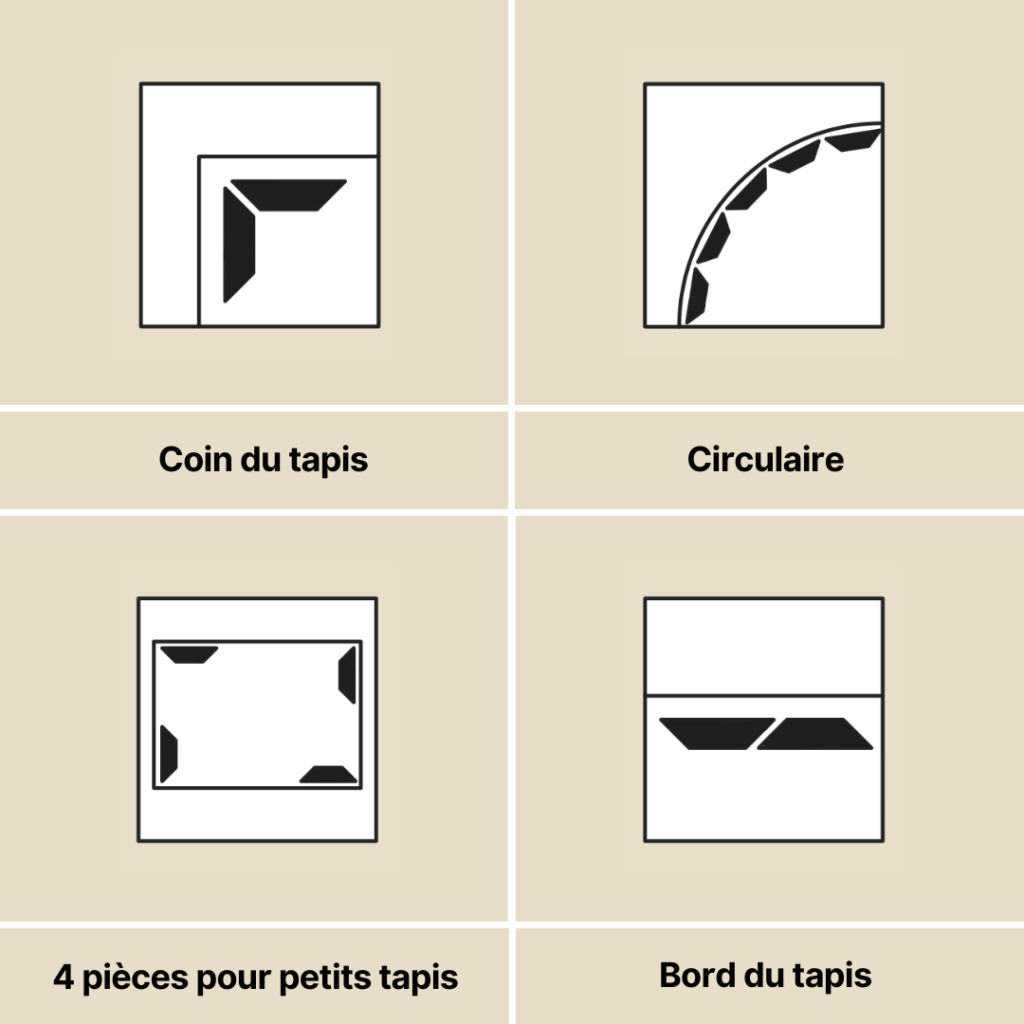 Patin anti-dérapant pour tapis (Lot de 8)
