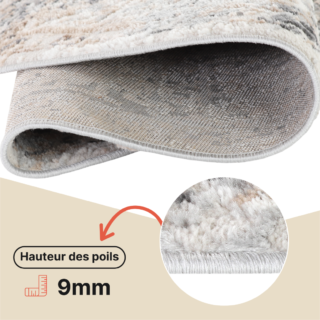 Tapis Valley Rond Gris Beige Ornamental Bordure
