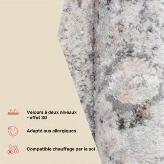Tapis Valley Rond Gris Beige Ornamental Bordure