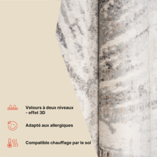 Tapis Valley Gris Beige Abstrait Verre