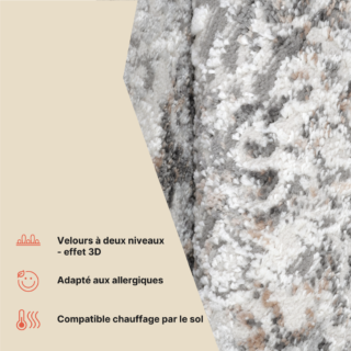 Tapis Valley Rond Gris Beige Vintage Ornamental