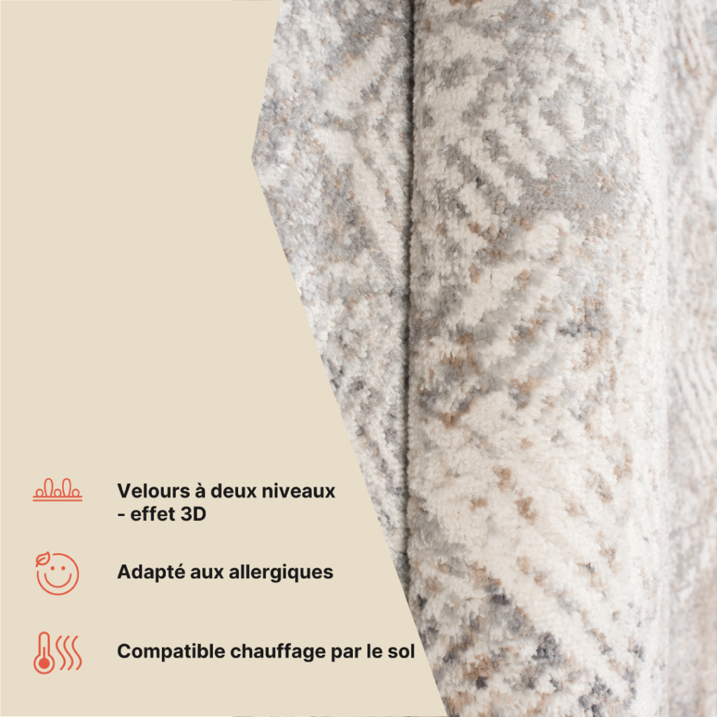 Tapis Valley Gris Beige Géométrique Carré