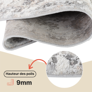 Tapis Valley Rond Gris Foncé Vintage Bordure