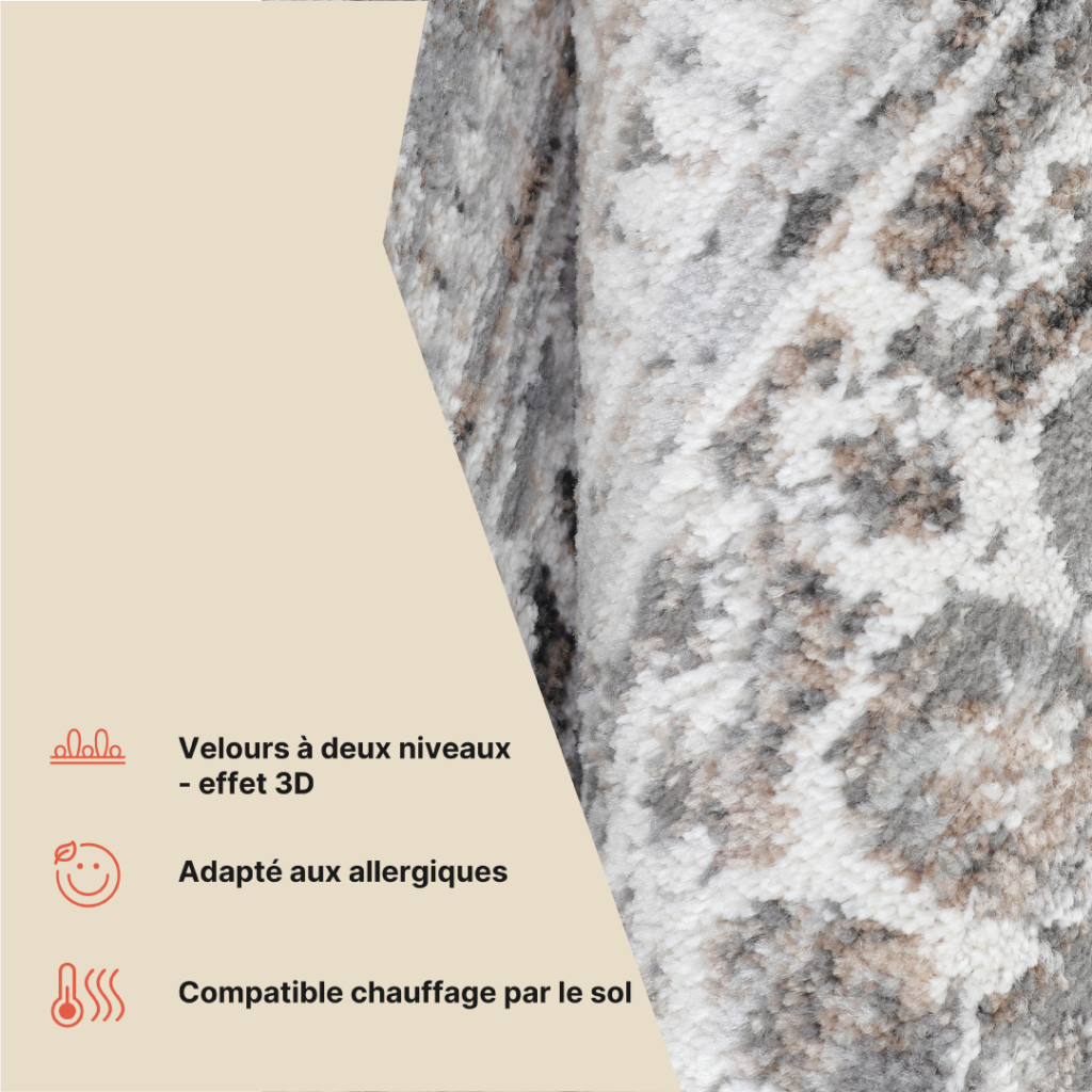 Tapis Valley Rond Gris Vintage Floral