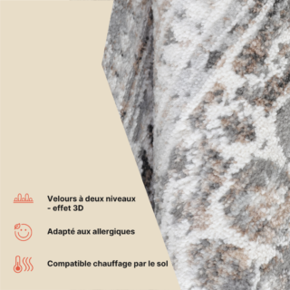 Tapis Valley Rond Gris Vintage Floral