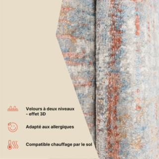 Tapis Valley Gris Saumon Abstrait Lignes