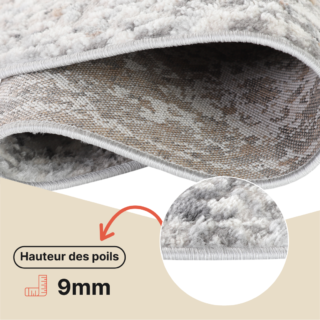 Tapis Valley Rond Gris Ornamental Vintage