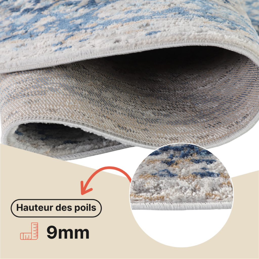 Tapis Valley Rond Gris Bleu Ornamental Vintage