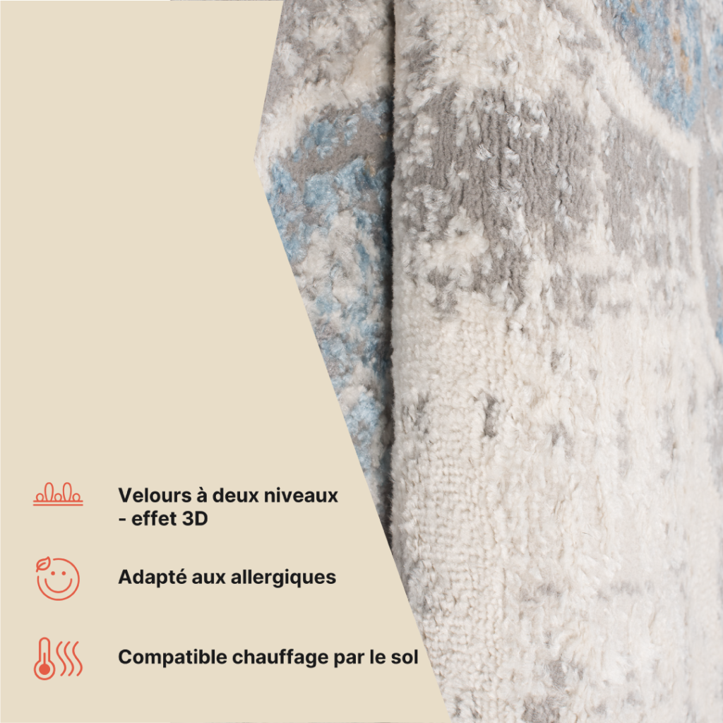 Tapis Valley Gris Bleu Vintage Floral