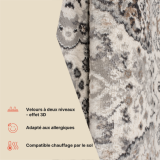 Tapis Valley Gris Cuivre Ornamental Vintage