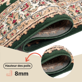 Tapis Atlas Vert Traditionnel Rosace Bordure