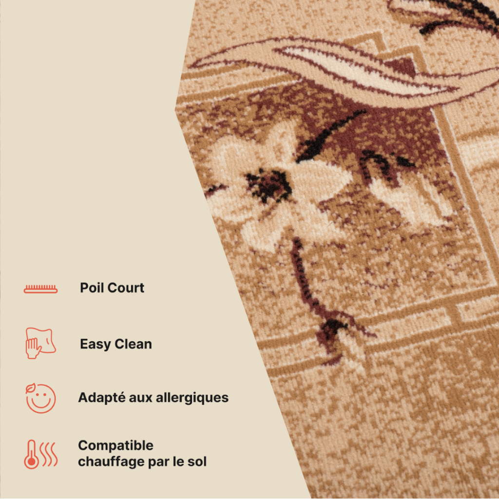 Tapis Atlas Beige Marron Classique Floral