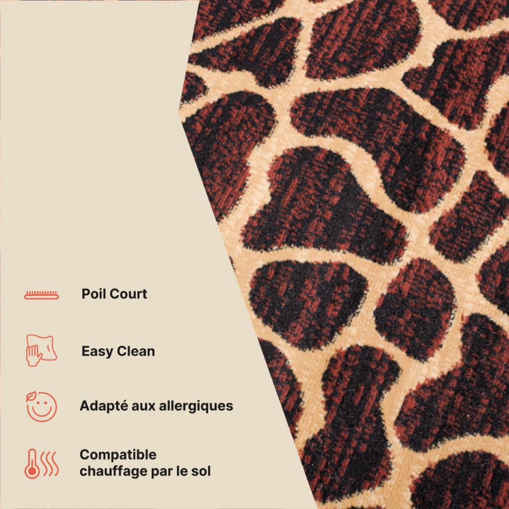 Tapis Atlas Marron Beige Motif Animalier Girafe