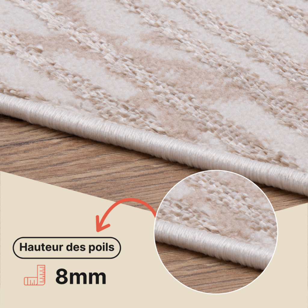 Tapis Crystal Or Marron Crème Feuilles Effet 3D