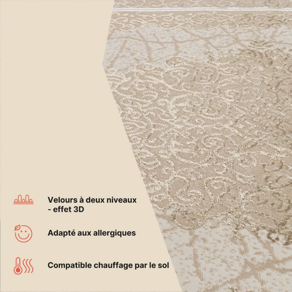 Tapis Ares Marron Beige Rosace Vintage