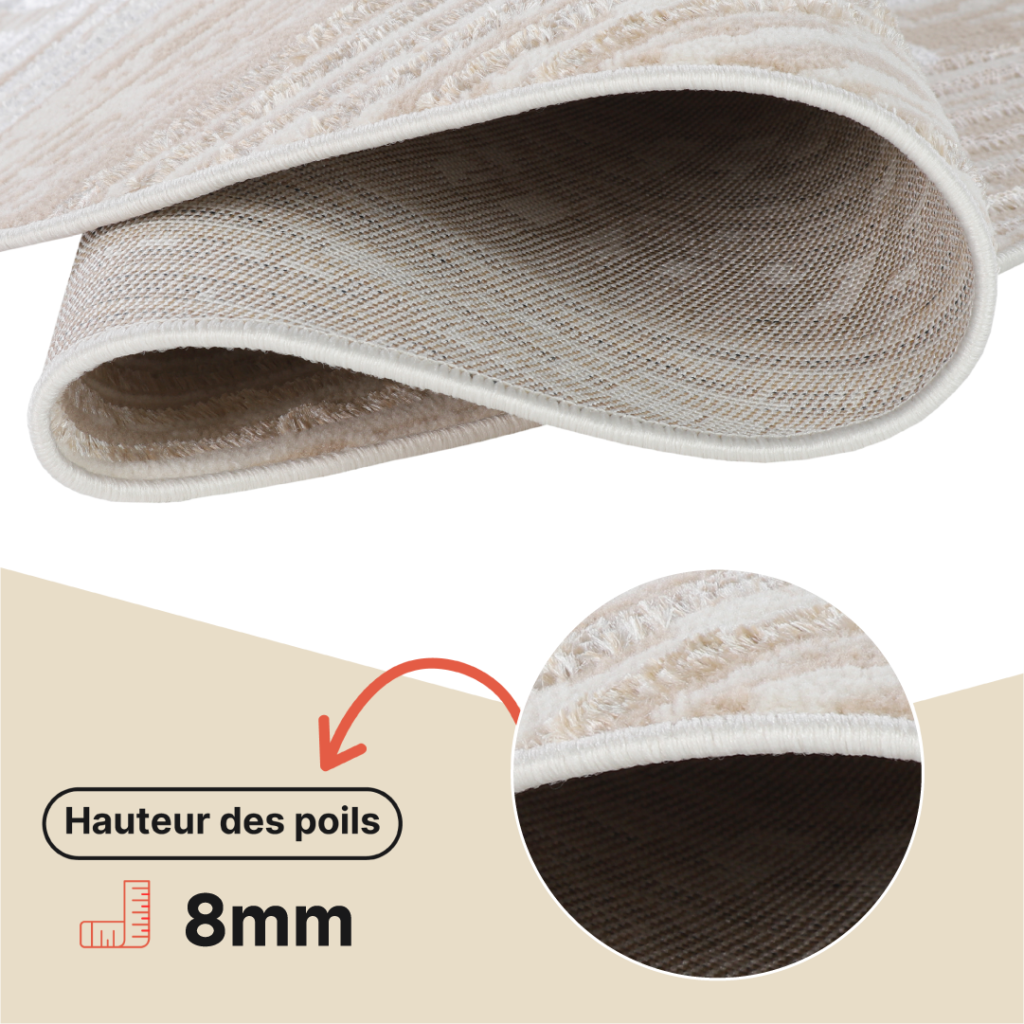 Tapis Crystal Rond Beige Marron Crème Rayé