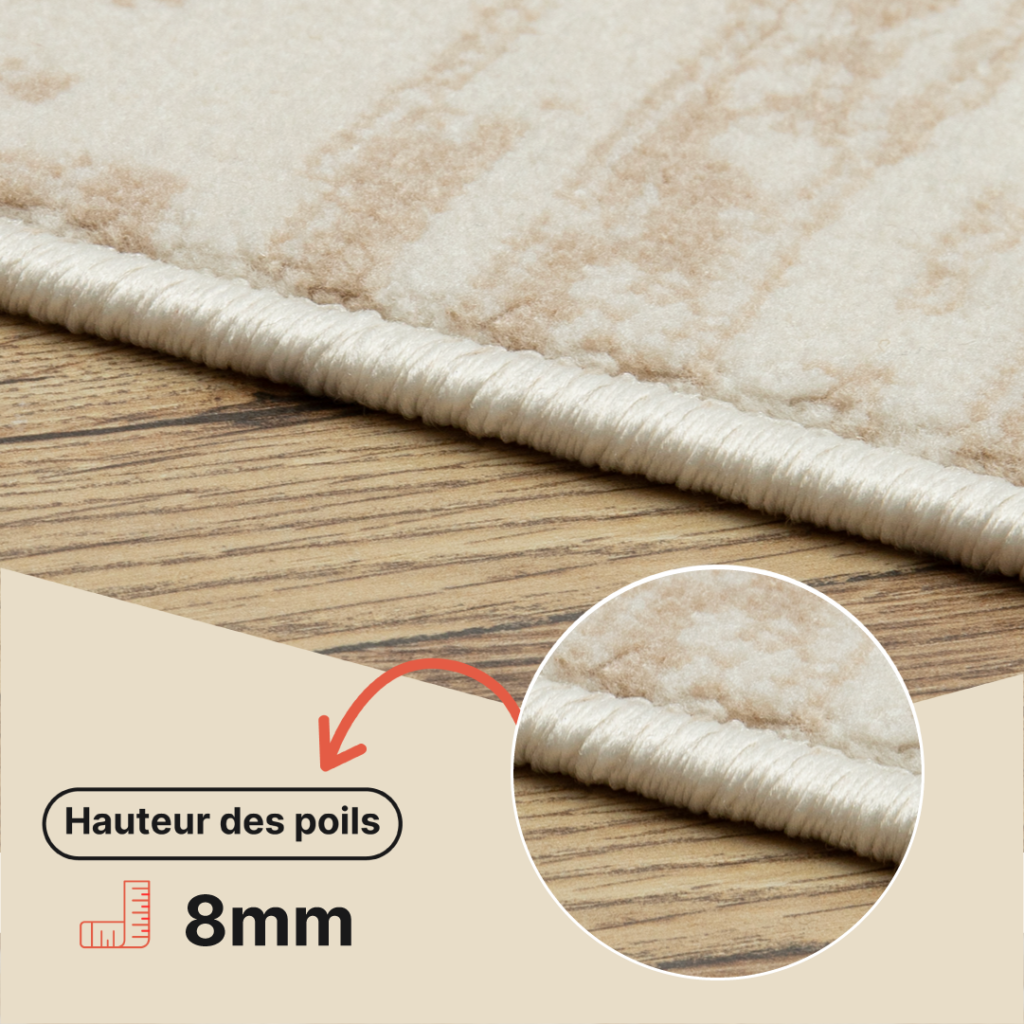Tapis Crystal Beige Marron Crème Rayé Effet 3D