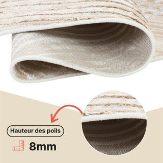 Tapis Crystal Rond Marron Beige Crème Rayé