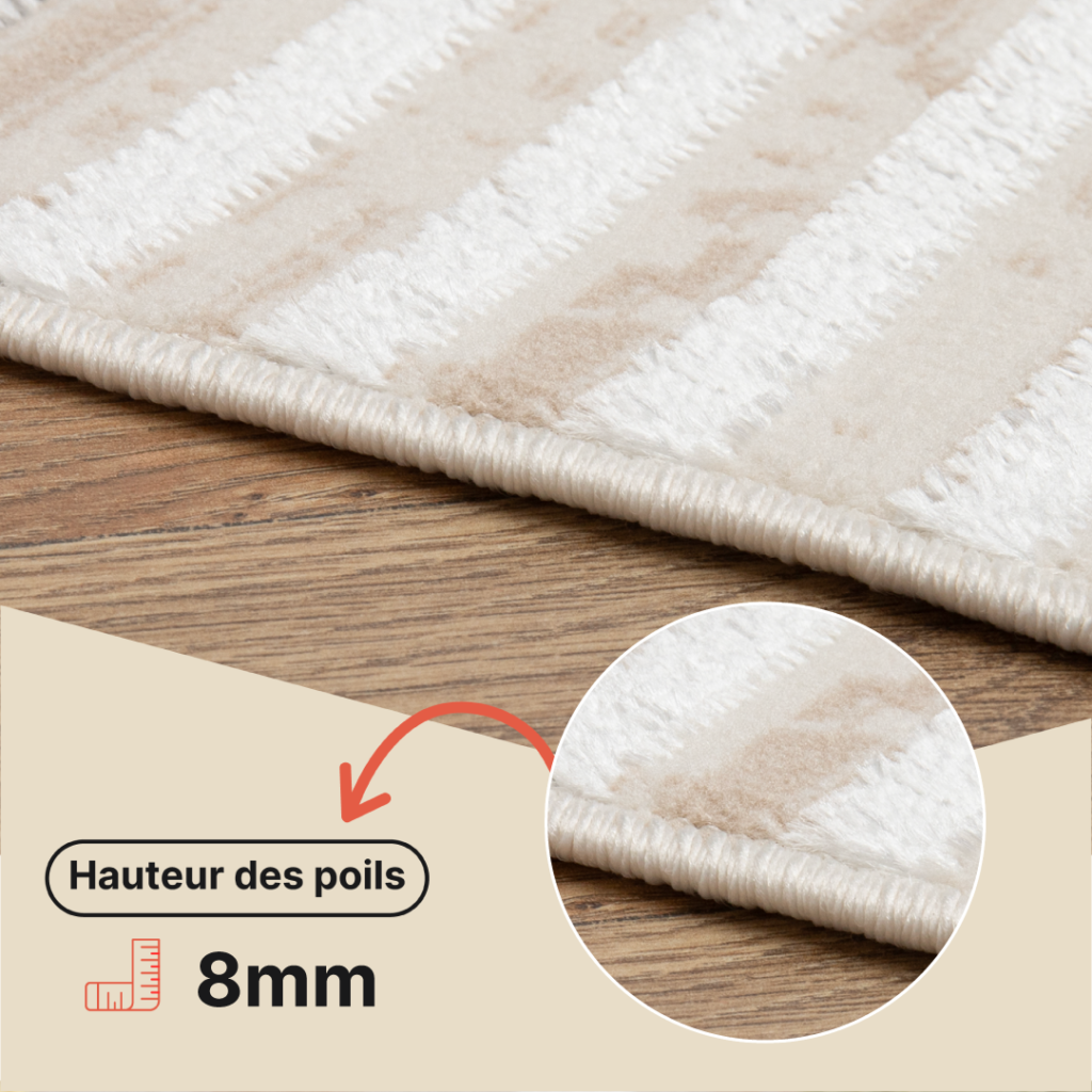 Tapis Crystal Gris Beige Crème Rayé Effet 3D