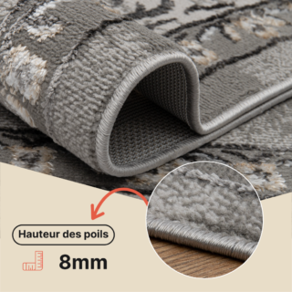 Tapis Ares Gris Rosace Bordure Vintage