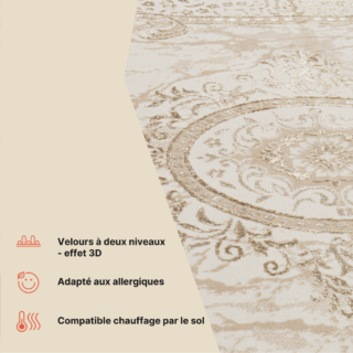 Tapis Ares Marron Beige Traditionnel Rosace