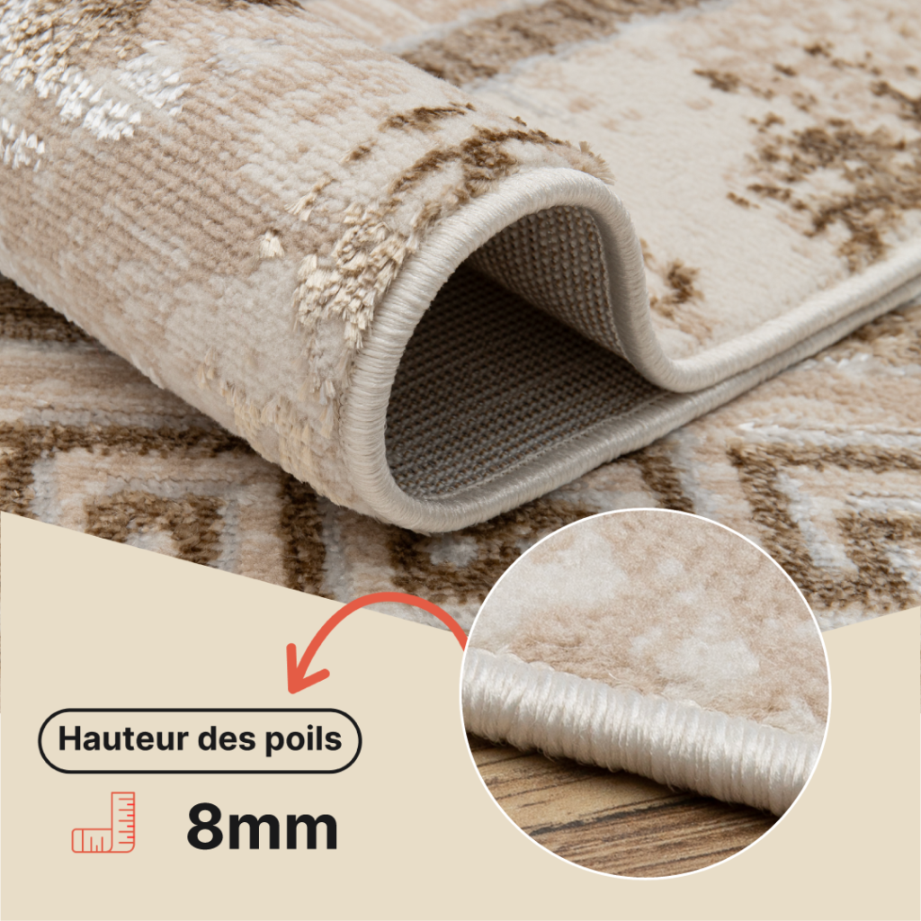 Tapis Ares Marron Bordure Moucheté Vintage