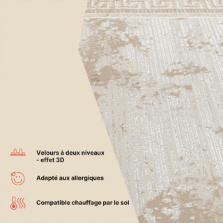 Tapis Ares Marron Bordure Moucheté Vintage