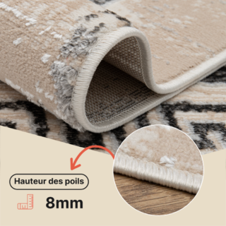 Tapis Ares Gris Beige Bordure Moucheté