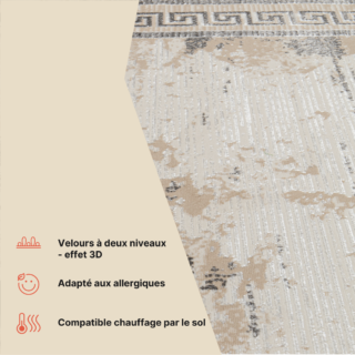 Tapis Ares Gris Beige Bordure Moucheté