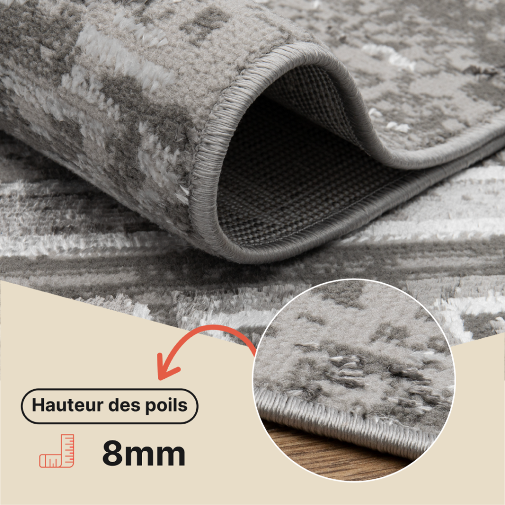 Tapis Ares Gris Bordure Moucheté Vintage